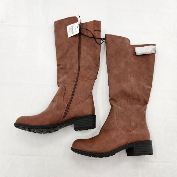 St. John's Bay Womens Duluth Block Heel Riding Boots Cognac 7.5 Medium - Picture 2 of 5